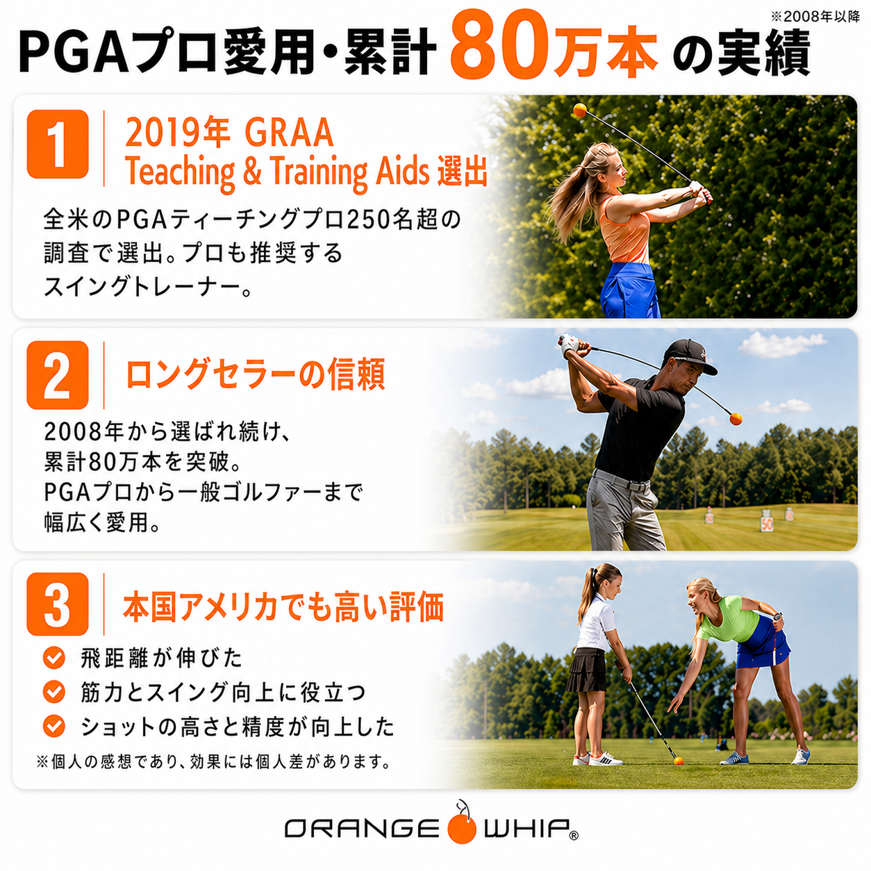 Orange Whip Swing Trainerの使用イメージ